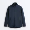 Lange Piqué-Jacke mit kontrastierender Baumwollpaspel Lange Piqué-Jacke mit kontrastierender Baumwollpaspel