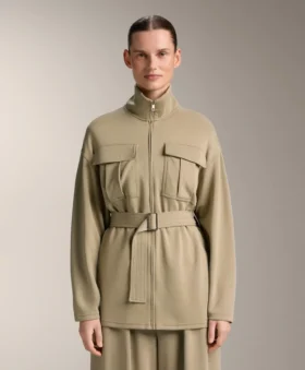 Lange Soft Touch Jacke aus Modal mit Gürtel