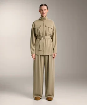 Lange Soft Touch Jacke aus Modal mit Gürtel