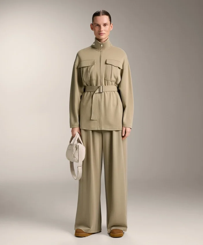 Lange Soft Touch Jacke aus Modal mit Gürtel Lange Soft Touch Jacke aus Modal mit Gürtel