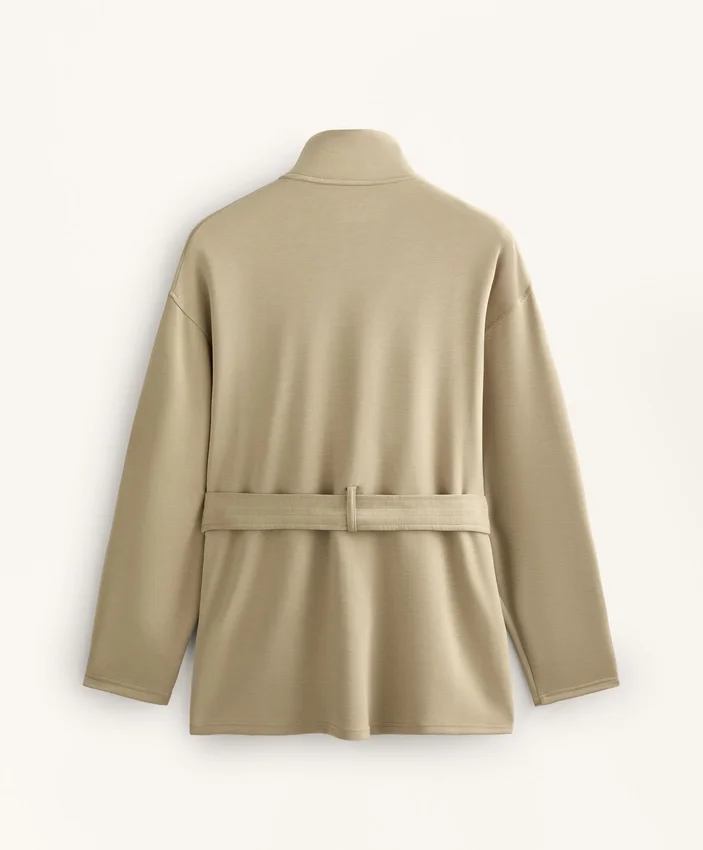 Lange Soft Touch Jacke aus Modal mit Gürtel Lange Soft Touch Jacke aus Modal mit Gürtel