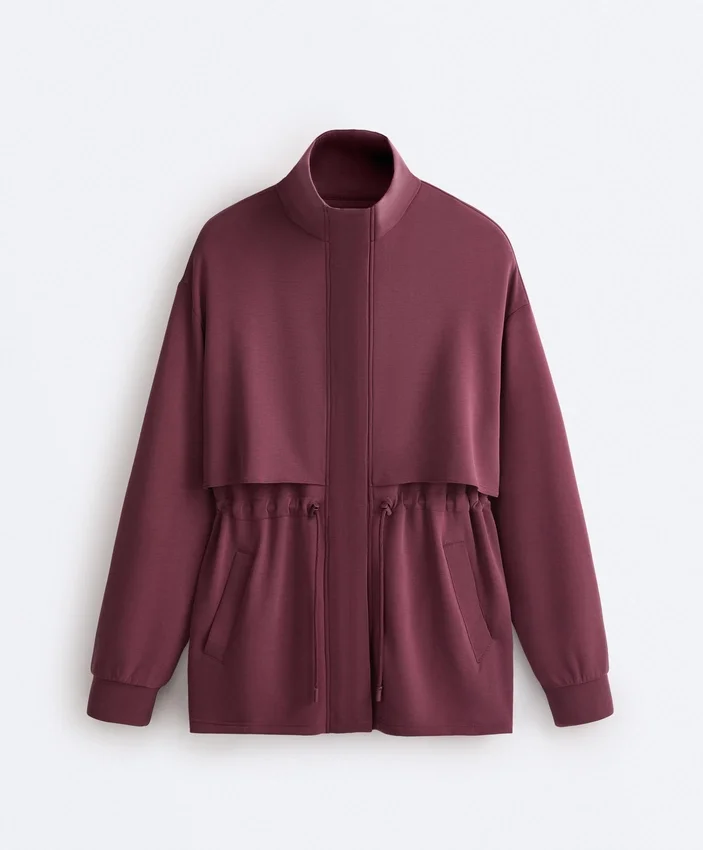 Lange Soft Touch Jacke mit Modal und Taschen Lange Soft Touch Jacke mit Modal und Taschen