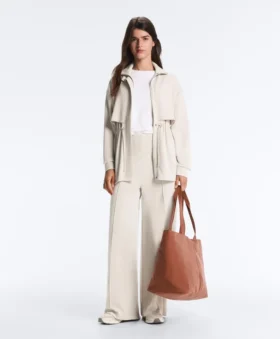 Lange Soft Touch Jacke mit Modal und Taschen