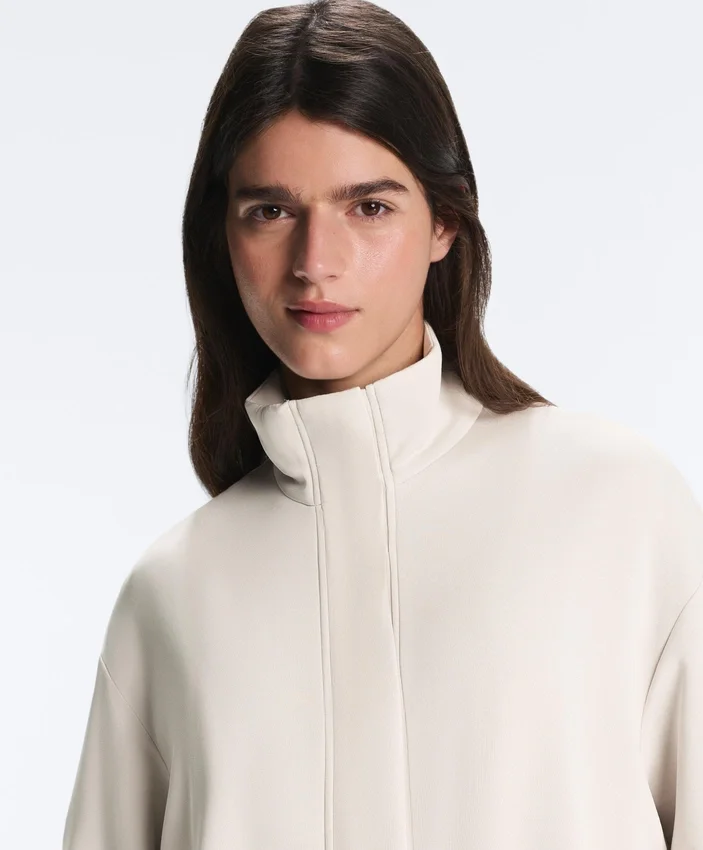 Lange Soft Touch Jacke mit Modal und Taschen Lange Soft Touch Jacke mit Modal und Taschen
