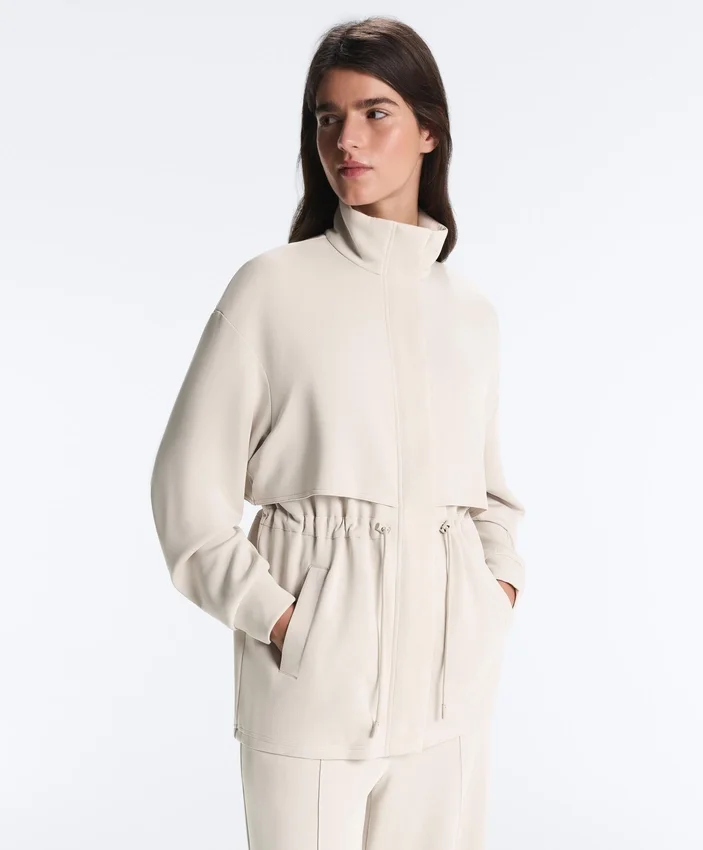Lange Soft Touch Jacke mit Modal und Taschen Lange Soft Touch Jacke mit Modal und Taschen
