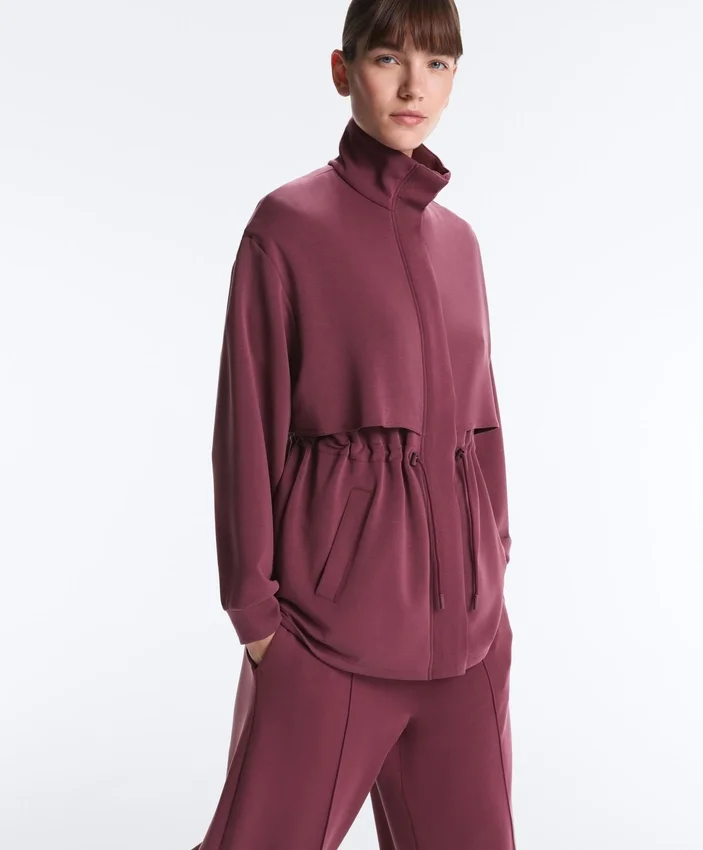 Lange Soft Touch Jacke mit Modal und Taschen Lange Soft Touch Jacke mit Modal und Taschen