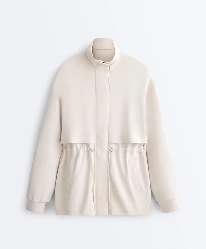 Lange Soft Touch Jacke mit Modal und Taschen Lange Soft Touch Jacke mit Modal und Taschen