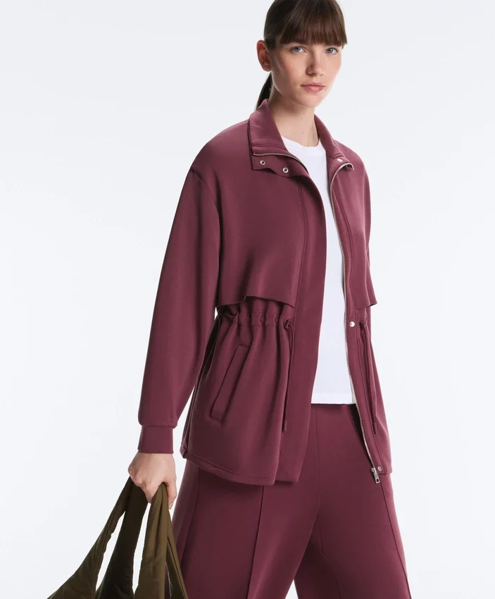 Lange Soft Touch Jacke mit Modal und Taschen Lange Soft Touch Jacke mit Modal und Taschen