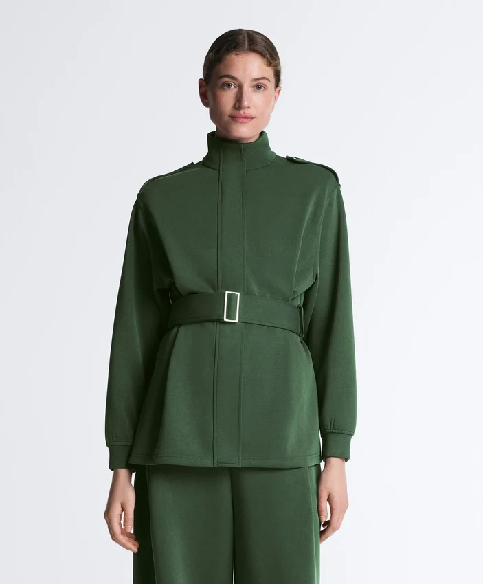 Lange Utility-Jacke mit Twill-Gürtel Lange Utility-Jacke mit Twill-Gürtel