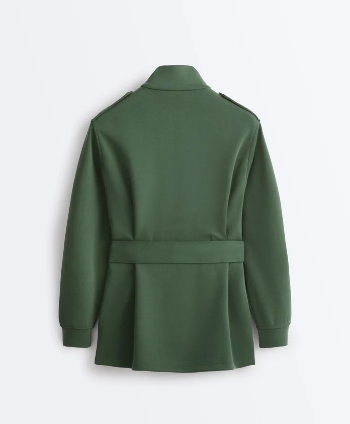 Lange Utility-Jacke mit Twill-Gürtel Lange Utility-Jacke mit Twill-Gürtel