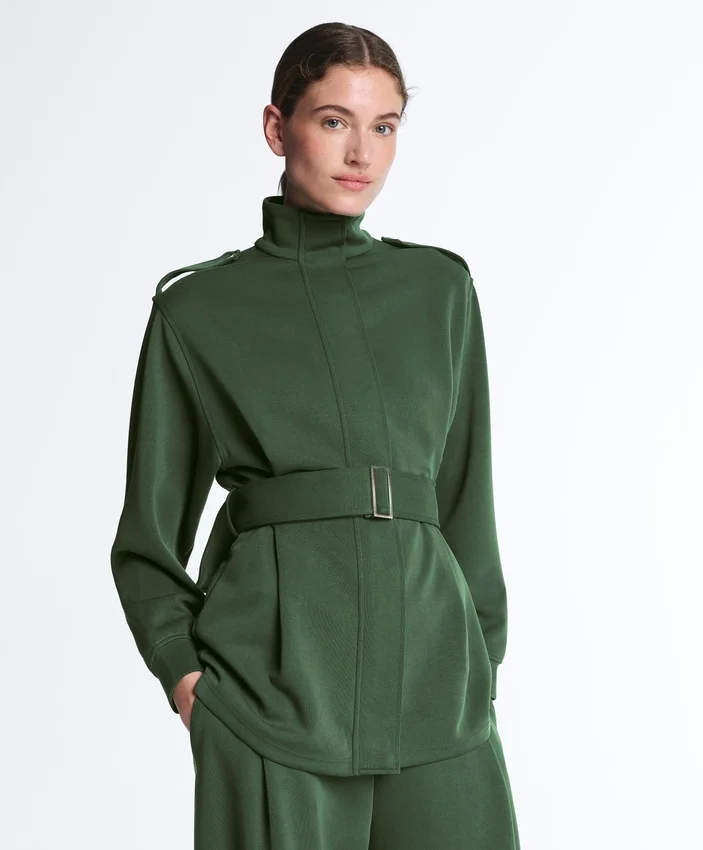 Lange Utility-Jacke mit Twill-Gürtel Lange Utility-Jacke mit Twill-Gürtel