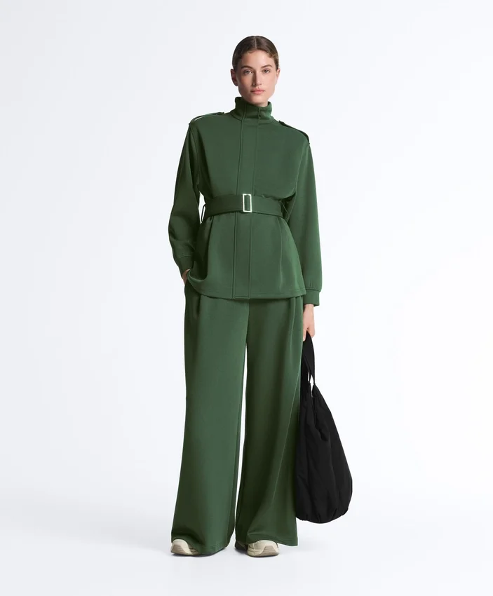 Lange Utility-Jacke mit Twill-Gürtel Lange Utility-Jacke mit Twill-Gürtel