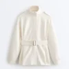 Lange Utility-Jacke mit Twill-Gürtel Lange Utility-Jacke mit Twill-Gürtel