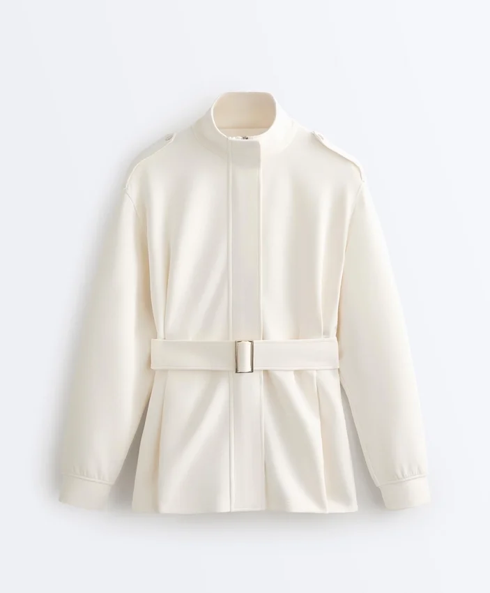 Lange Utility-Jacke mit Twill-Gürtel Lange Utility-Jacke mit Twill-Gürtel
