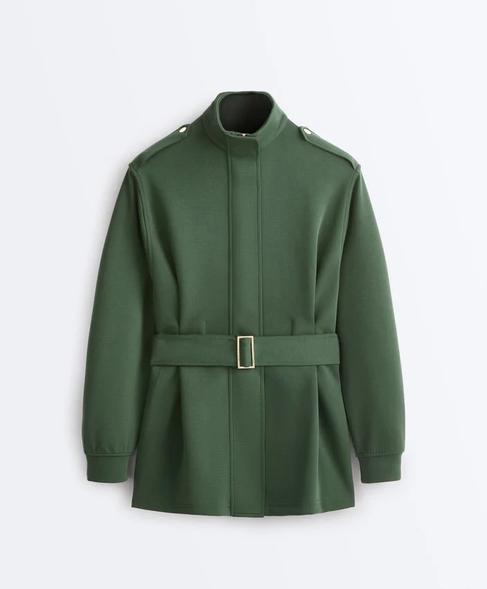 Lange Utility-Jacke mit Twill-Gürtel Lange Utility-Jacke mit Twill-Gürtel