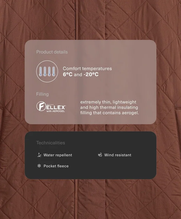Lange, wasserabweisende, mit Fellex® Aerogel gefütterte Jacke Lange, wasserabweisende, mit Fellex® Aerogel gefütterte Jacke