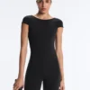 Langer Compressive Jumpsuit mit kurzen Ärmeln Langer Compressive Jumpsuit mit kurzen Ärmeln