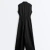 Langer Jumpsuit aus Baumwolle mit Kragen