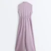 Langer Jumpsuit aus Baumwolle mit Kragen Langer Jumpsuit aus Baumwolle mit Kragen