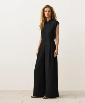 Langer Jumpsuit aus Baumwolle mit Kragen Langer Jumpsuit aus Baumwolle mit Kragen