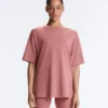 Langes, kurzärmeliges T-Shirt aus Baumwollmischung Langes, kurzärmeliges T-Shirt aus Baumwollmischung