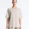 Langes, kurzärmeliges T-Shirt aus Baumwollmischung Langes, kurzärmeliges T-Shirt aus Baumwollmischung