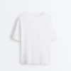 Langes, kurzärmeliges T-Shirt aus Baumwollmischung Langes, kurzärmeliges T-Shirt aus Baumwollmischung