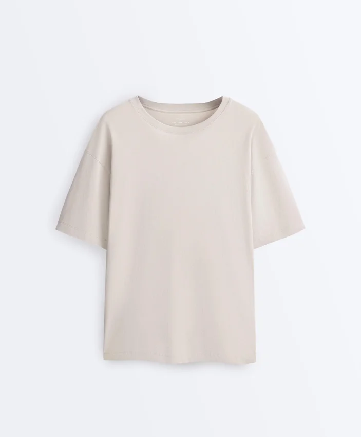 Langes, kurzärmeliges T-Shirt aus Baumwollmischung Langes, kurzärmeliges T-Shirt aus Baumwollmischung