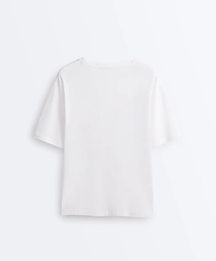 Langes, kurzärmeliges T-Shirt aus Baumwollmischung Langes, kurzärmeliges T-Shirt aus Baumwollmischung