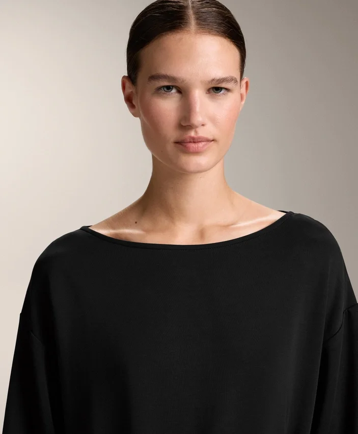 Langes Soft Touch-Sweatshirt aus Modal mit Knotendetail Langes Soft Touch-Sweatshirt aus Modal mit Knotendetail