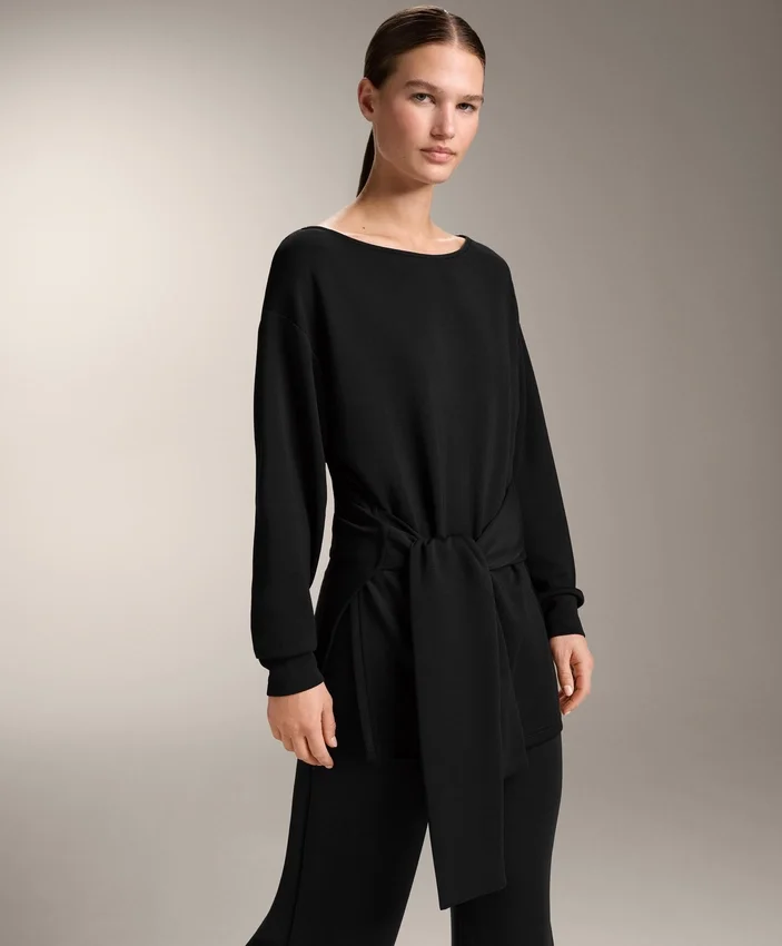 Langes Soft Touch-Sweatshirt aus Modal mit Knotendetail Langes Soft Touch-Sweatshirt aus Modal mit Knotendetail