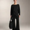 Langes Soft Touch-Sweatshirt aus Modal mit Knotendetail Langes Soft Touch-Sweatshirt aus Modal mit Knotendetail