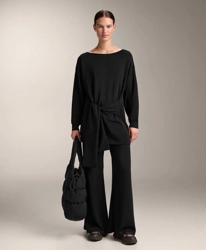 Langes Soft Touch-Sweatshirt aus Modal mit Knotendetail Langes Soft Touch-Sweatshirt aus Modal mit Knotendetail