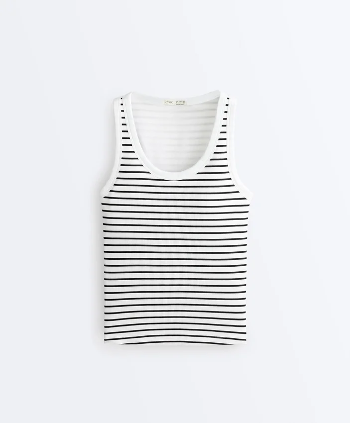 Langes Top aus Modal mit Rippstreifen Langes Top aus Modal mit Rippstreifen