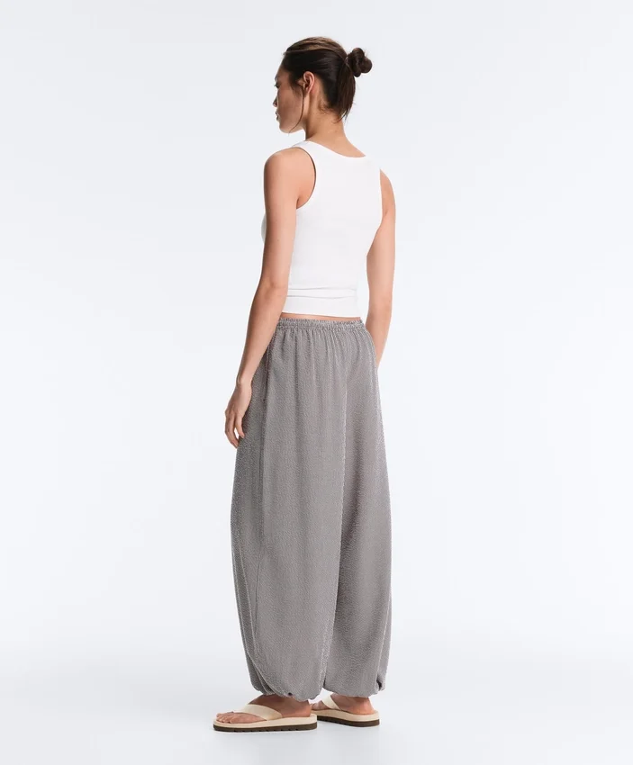 Maxi-Bloomer-Hose aus Lyocell-Mischung mit Vichy-Karomuster Maxi-Bloomer-Hose aus Lyocell-Mischung mit Vichy-Karomuster