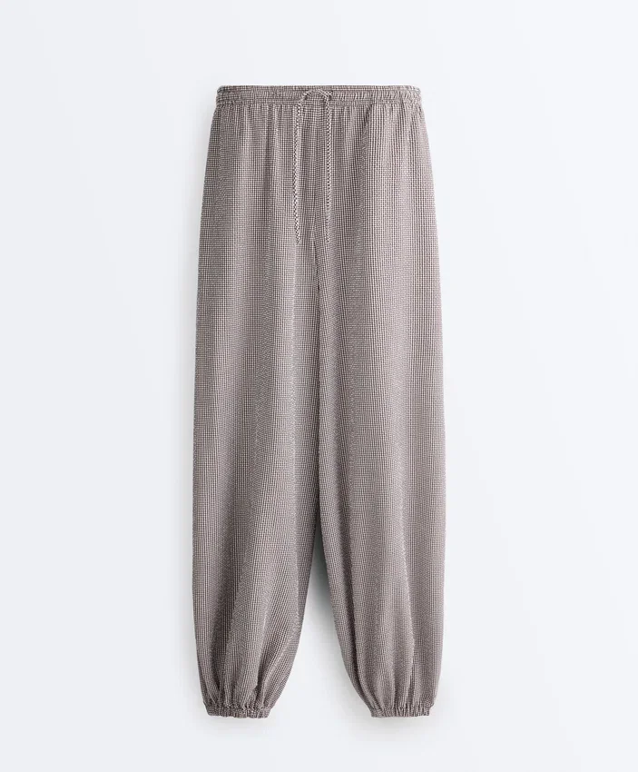 Maxi-Bloomer-Hose aus Lyocell-Mischung mit Vichy-Karomuster Maxi-Bloomer-Hose aus Lyocell-Mischung mit Vichy-Karomuster