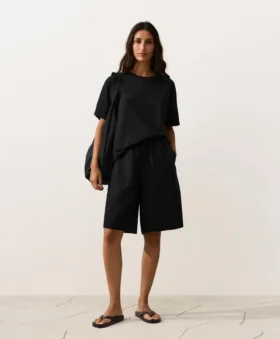 Midi-Bermudashorts aus 100 % Leinen