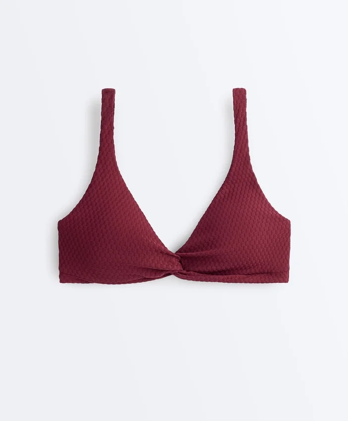 Mini-Karomuster-Jacquard-Halter-Bikinioberteil Mini-Karomuster-Jacquard-Halter-Bikinioberteil
