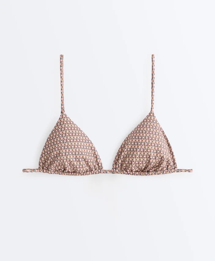 Mini-Print-Bikinioberteil im Dreieck-Schnitt mit Metallic-Fäden Mini-Print-Bikinioberteil im Dreieck-Schnitt mit Metallic-Fäden