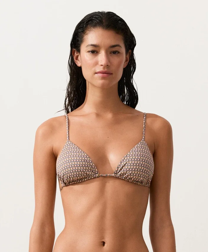 Mini-Print-Bikinioberteil im Dreieck-Schnitt mit Metallic-Fäden Mini-Print-Bikinioberteil im Dreieck-Schnitt mit Metallic-Fäden