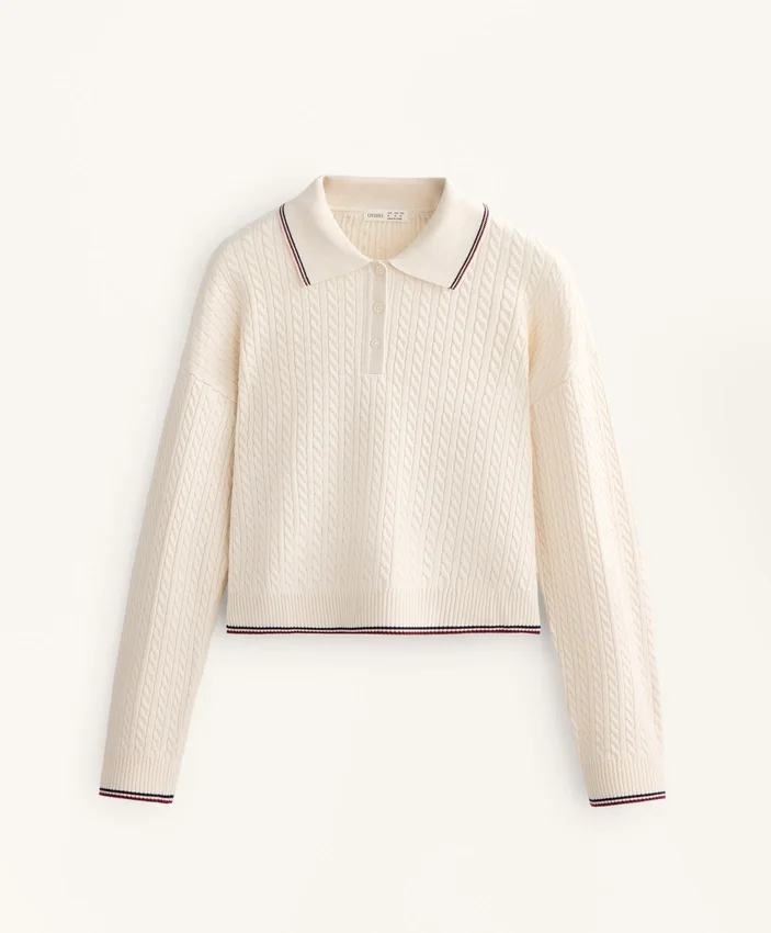 Mini-Pullover mit Zopfmuster und Rollkragen Mini-Pullover mit Zopfmuster und Rollkragen