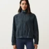 Nadelstreifen-Jacke aus 100 % Leinen mit Stehkragen