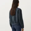 Nadelstreifen-Jacke aus 100 % Leinen mit Stehkragen