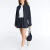 Nadelstreifen-Piqué-Jacke mit Rollkragen und Baumwolle Nadelstreifen-Piqué-Jacke mit Rollkragen und Baumwolle