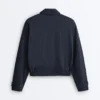Nadelstreifen-Piqué-Jacke mit Rollkragen und Baumwolle Nadelstreifen-Piqué-Jacke mit Rollkragen und Baumwolle