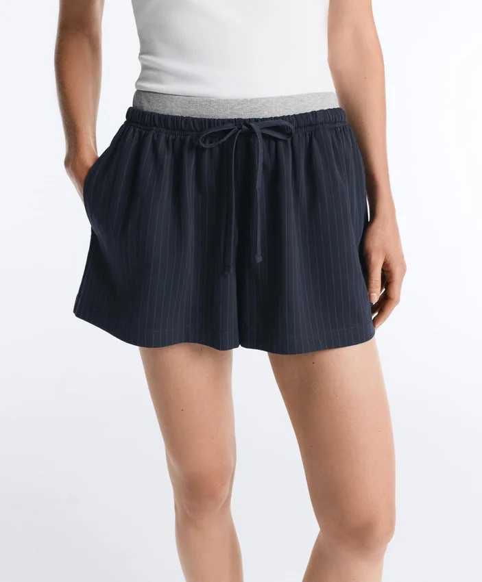 Nadelstreifen-Shorts aus Baumwollpiqué Nadelstreifen-Shorts aus Baumwollpiqué