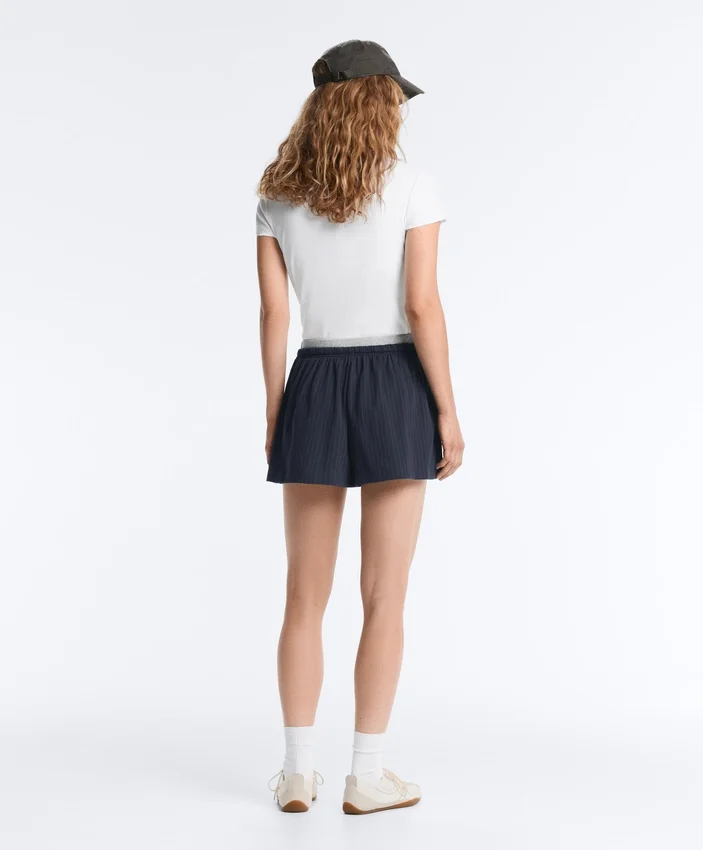 Nadelstreifen-Shorts aus Baumwollpiqué Nadelstreifen-Shorts aus Baumwollpiqué
