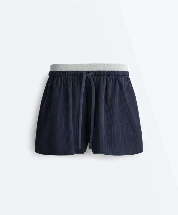 Nadelstreifen-Shorts aus Baumwollpiqué Nadelstreifen-Shorts aus Baumwollpiqué