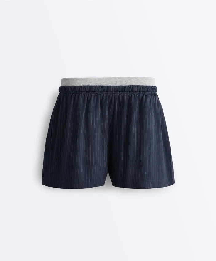 Nadelstreifen-Shorts aus Baumwollpiqué Nadelstreifen-Shorts aus Baumwollpiqué