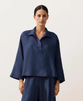 Oversize-Hemd mit langen Ärmeln aus 100 % Leinen